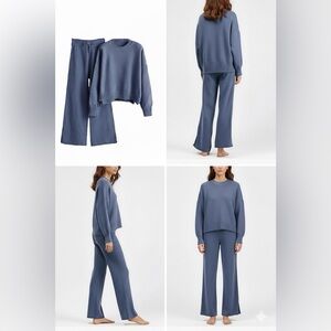 Loungewear Blue Crew Neck Sweater & pant Set Gorpcore - S/M cozy sportswear warm